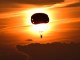 173rd Airborne Brigade paratrooper descending under canopy at Rivolto Italian Air Force Base, Udine, Italy. (Photo by Specialist Paolo Bovo, U.S. Army, Sep 26, 2017).