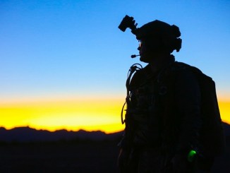 1st SFGA Soldier at Yuma Proving Grounds - An SF Soldier after a night HALO parachute jump at Yuma Proving Groupds Arizona. Photo by SGT Ian Ives, 1st SFGA, Jan 26, 2019.