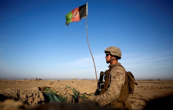 Marine Stand Guard at Bost Airfield Afghanistan