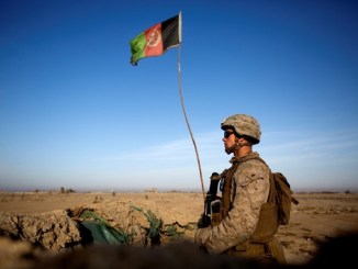 Marine Stand Guard at Bost Airfield Afghanistan