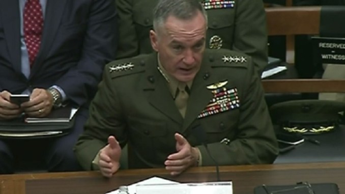 new Afghanistan strategy - General Dunford testifies before the House Armed Services Committee about the Afghanistan conflict on October 3, 2017. (Photo by DoD)