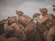 U.S. Marines from Task Force South West react to enemy indirect fire during advising mission with ANA's Operation Maiwand 12 at Camp Shorsrack, Afghanistan. (Photo by SGT Conner Robbins, USMC, March 9, 2018.)