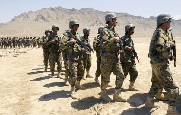 Members of a territorial defense force train at the Kabul Military Training Center (KMTC).