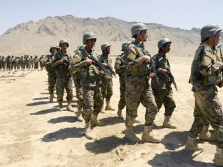 Members of a territorial defense force train at the Kabul Military Training Center (KMTC).