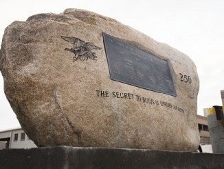 BUD/S Rock - gift from class 250 at NSWC. Navy photo by Mass Communication Specialist 3rd Class Devin Monroe, Jan 17, 2019, NSWC.