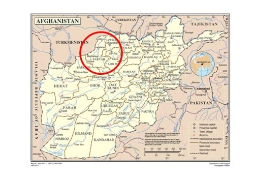 Map of Faryab Province, Afghanistan