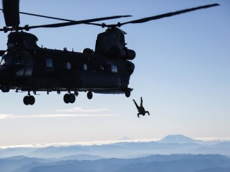 HALO Jump by 1st SFGA from CH-47 on Dec 6, 2018. Photo by SGT Joseph Parrish, U.S. Army.