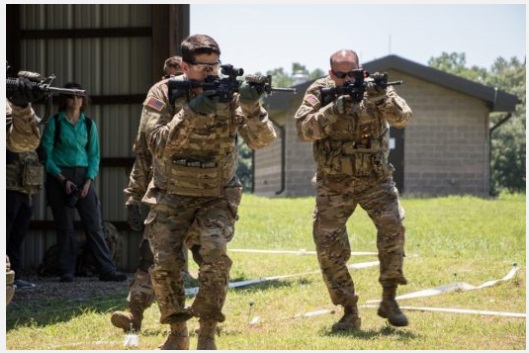 House Speaker Paul Ryan practices CQB at Fort Campbell, Kentucky while visiting the 101st Airborne Division on July 10, 2017. (US Army photo by SPC Patrick Kirby).