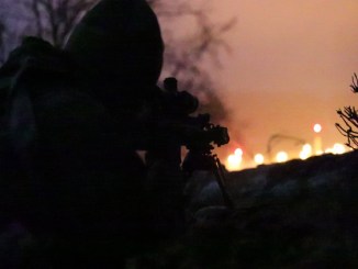 Sniper from Lithuanian National Defence Volunteer Forces (KASP) trains with U.S. SOF at JMRC (Hohenfels) during Allied Spirit VIII in January 2018. (SOCEUR photo).