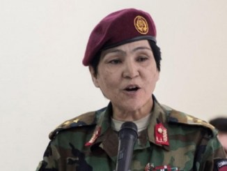 Women of the SMW - Lt Col Cobra Tahna of the Afghan National Army addresses women of the Special Mission Wing (SMW). (photo Sun Vega, NSOCC-A, March 12, 2018).