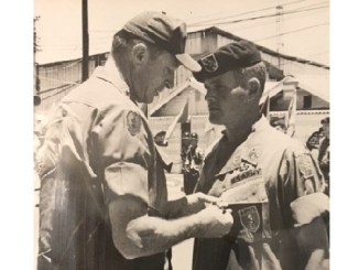 Lyle Dean Drake receiving the Silver Star in Vietnam while assigned to the 5th Special Forces Group.