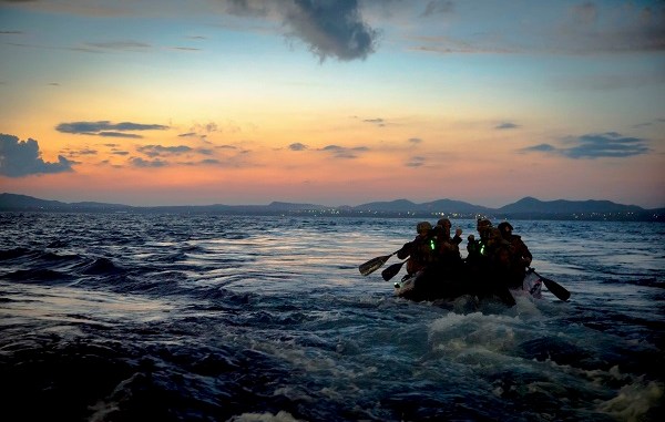 Marines in Combat Rubber Raid Craft