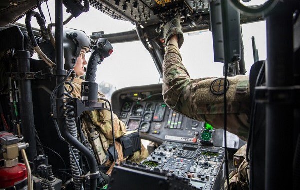 MEDEVAC in Iraq - pilots from Task Force Warhorse fly a UH-60 Black Hawk during a medical evacuation at Camp Taji, Iraq. Photo by Specialist Javion Siders, CJTF-OIR, December 18, 2018.