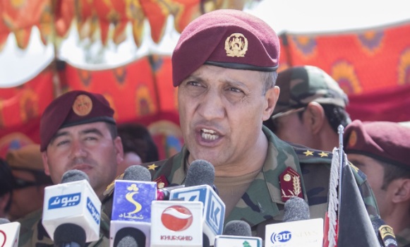 Col Khanullah Shuja, Commander of the National Mission Brigade, delivers remarks during the NMB activation ceremony. (photo by Sun L. Vega, RS HQs, August 3, 2017).