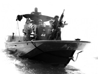 African students conduct riverine boat training at NAVSCIATTS. (Photo by Michael Bottoms, USSOCOM, November 16, 2017).