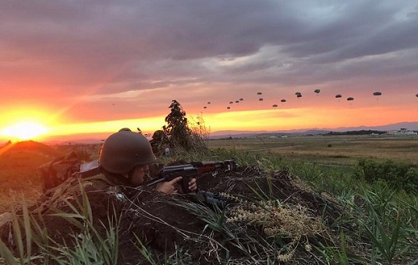 Paratroopers Descending in Bulgaria. The 173rd Airborne Brigade trained with allies and partners during Operation Swift Response. (Photo by 173rd Airborne Brigade, July 18, 2017).