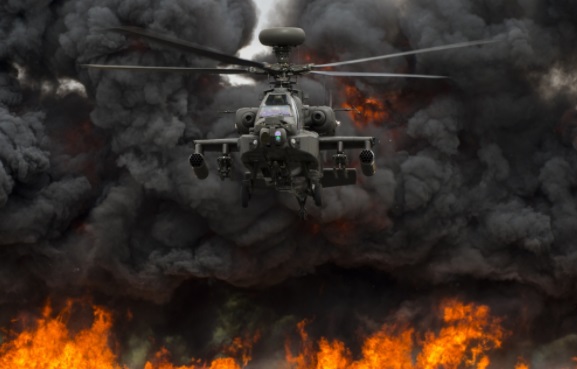 WAH-64D Apache Helicopter of UK demonstrates its combat capabilities during the 2017 Royal International Air Tattoo (RIAT) at RAF Fairford, UK on July 16, 2017. Photo USAF by Tech Sgt Brian Kimball.