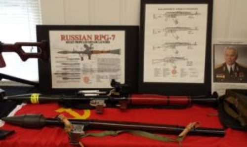 RPG-2 and RPG-7 on display (Rocket Propelled Grenade Launchers)