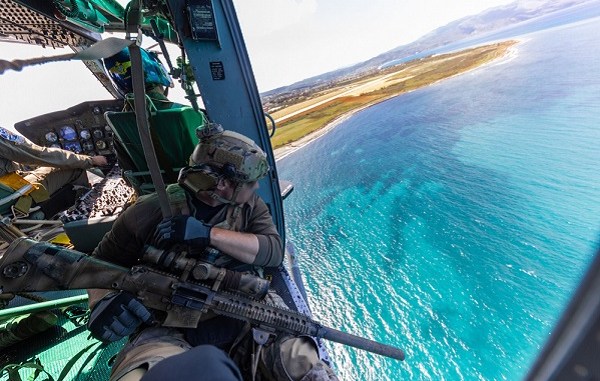 Special Forces Sniper on Helicopter