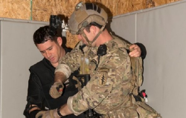 A member of the 3rd Special Forces Group participates in Special Operations Combatives Program (SOCP) training in the 3rd SFG combatives dojo. (Photo US Army, Lewis Perkins, 2018).