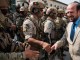 Members of Afghanistan's CRU 222 are congratulated by Minister of Interior for their part in defeating an ISIS attempt to take over the Iraq Embassy in Kabul on 31 August 2017. (Resolute Support photo).