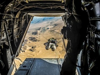 HALO Jump SOCSOUTH. USMC photo by PFC William Chockey, Jan 31, 2018.