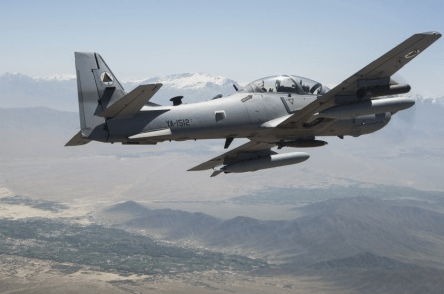 Afghan Air Force A-29 Super Tucano flying over Kabul - Afghanistan Conflict