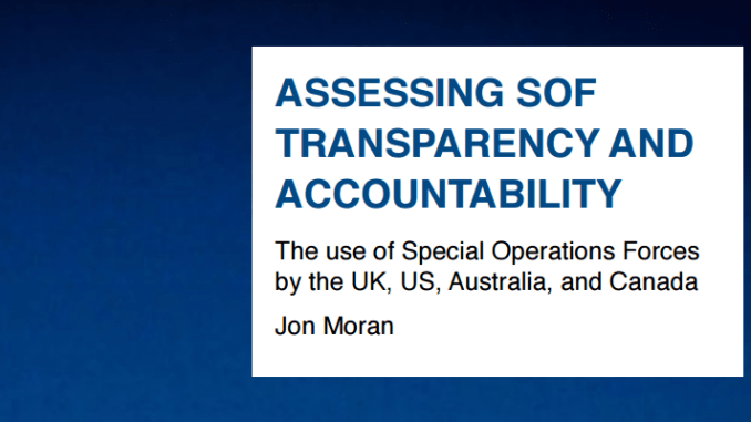 Paper "Assessing SOF Transparency and Accountability" by Jon Moran, Oxford Research Group, July 2016