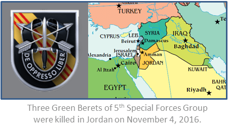 Three Green Berets from 5th SFGA were killed in Jordan 2016