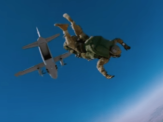 U.S. Army Soldier conducting a High Altitude Low Opening (HALO) parachute jump. (Photo from U.S. Army Recruiting video, December 19, 2016).