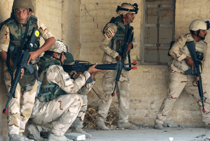 Iraqi Troops in Training by Task Group Taji (U.S.). Photo by OIR August 2016.