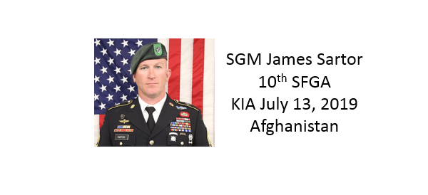 SGM James Sartor - KIA Afghanistan - 10th Special Forces Group