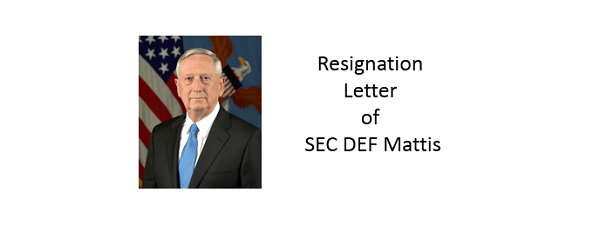 Jim Mattis letter of resignation