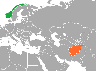 Map of Norway and Afghanistan