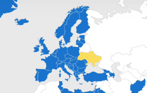 Map Ukraine and Europe